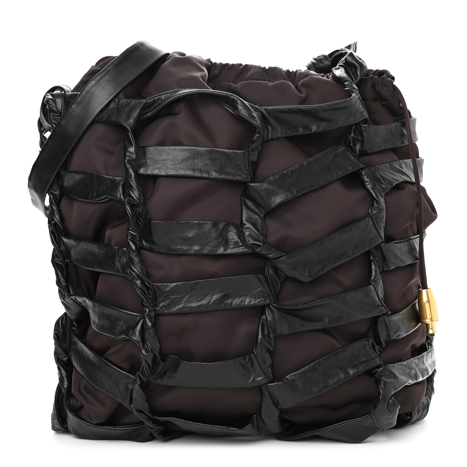 Bottega Veneta Calfskin Nylon Tape Bucket Bag Black 1 of 11