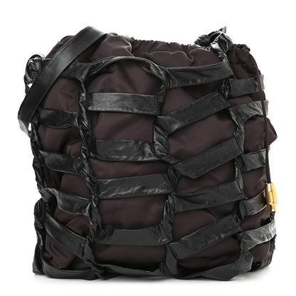 Bottega Veneta Calfskin Nylon Tape Bucket Bag Black 1 of 11