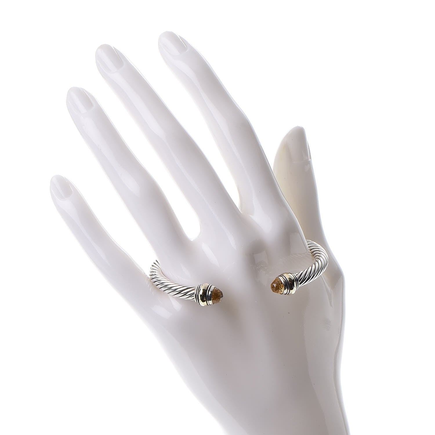 David Yurman Sterling Silver 14K Yellow Gold Citrine 5mm Cable Classics Bracelet 2 of 5