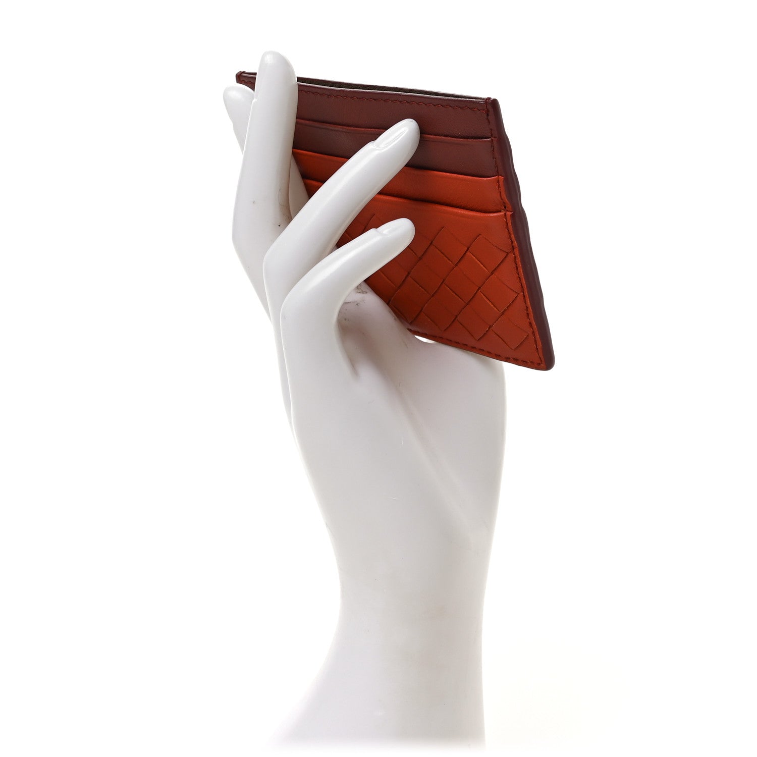 Bottega Veneta Nappa Intrecciato Card Holder Orange Red 2 of 6