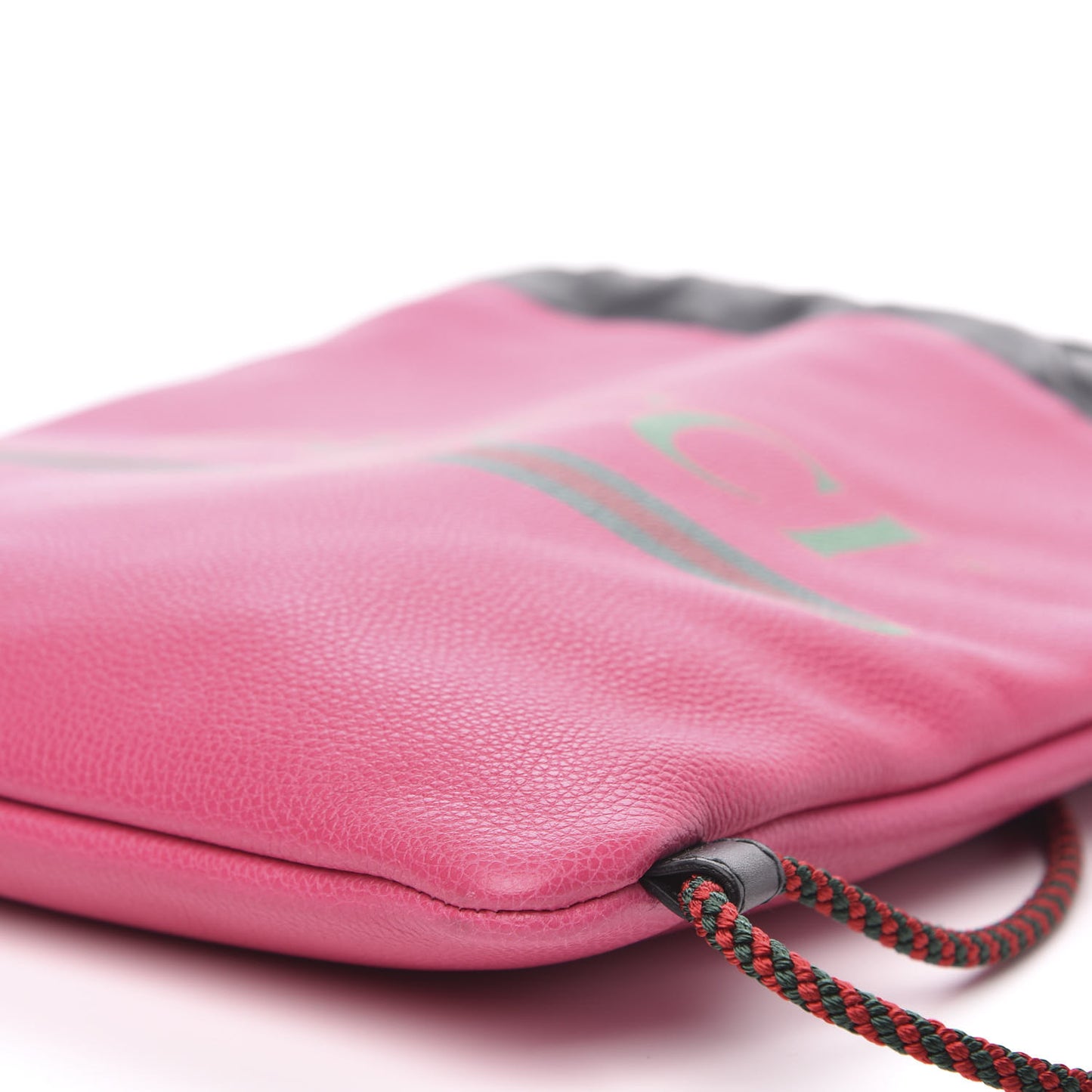 Grained Calfskin Logo Drawstring Backpack Box Pink Green Black