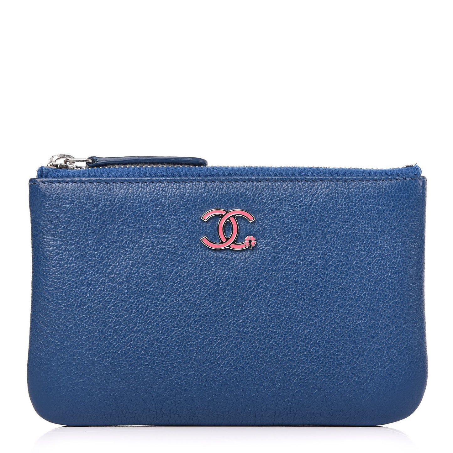 Goatskin Small CC Clover Cosmetic Case Blue