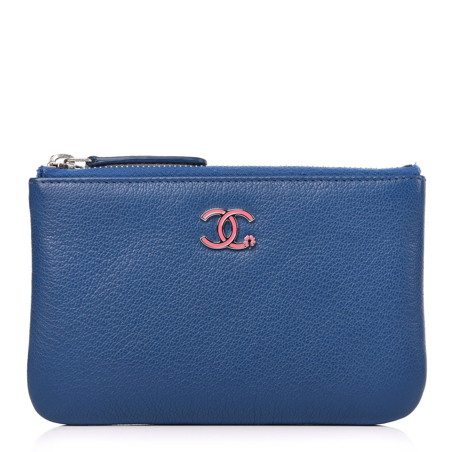 Chanel Goatskin Small CC Clover Cosmetic Case Blue 1 of 7