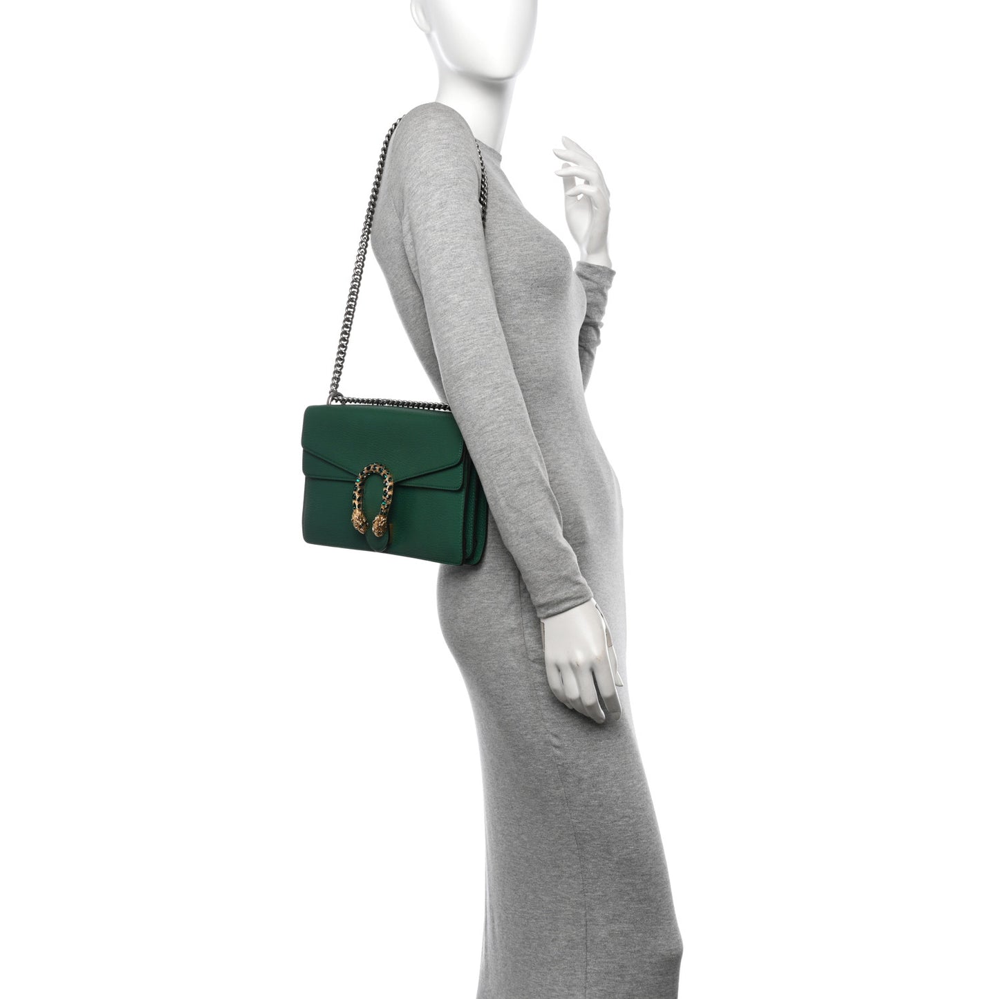 Pebbled Calfskin Small Dionysus Shoulder Bag Emerald