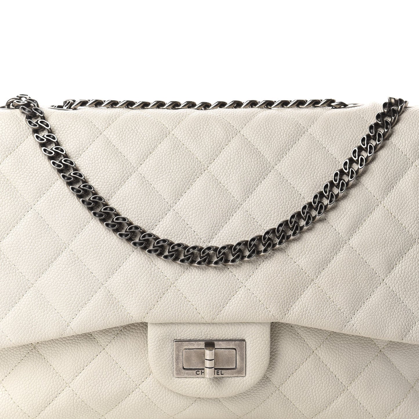 Washed Caviar Quilted 2.55 Reissue 226 Bijoux Chain Flap White