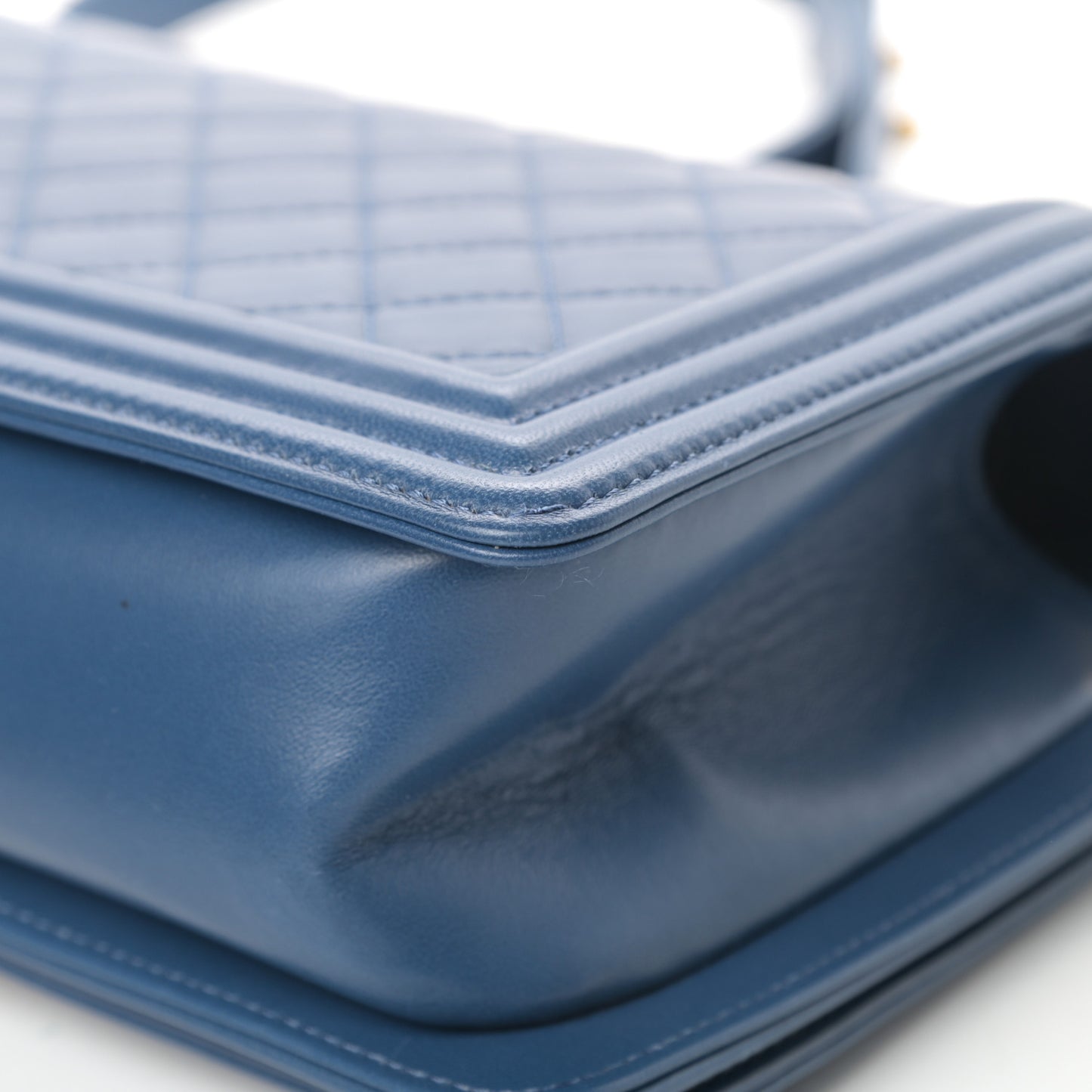 Lambskin Quilted Medium Boy Flap Blue