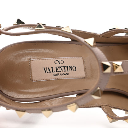 Valentino Garavani Calfskin Nappa Rockstud Ankle Strap 100mm Pumps 38 Cacao Poudre 7 of 10