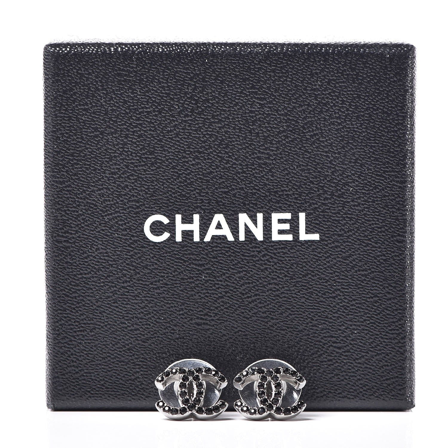 Chanel Crystal CC Earrings Black 5 of 5