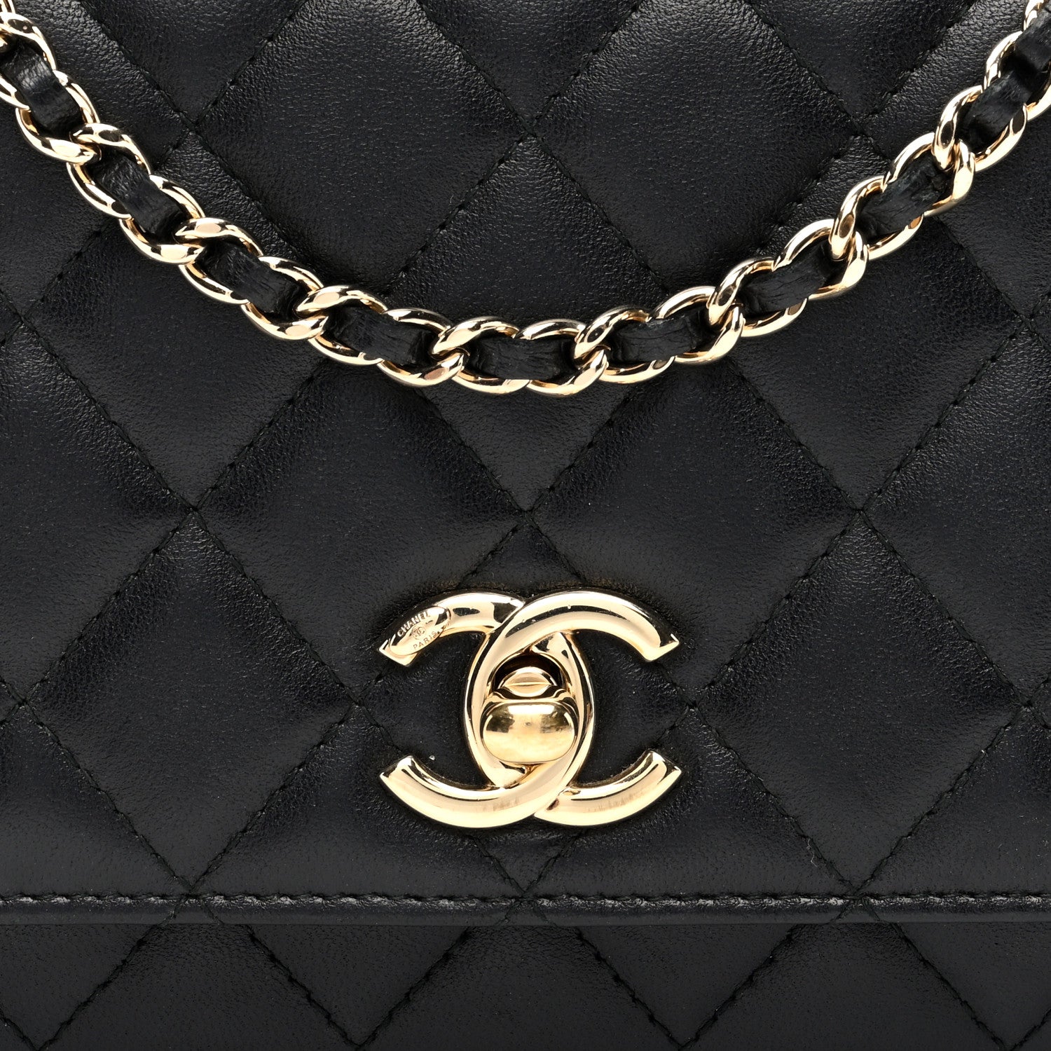 Chanel Lambskin Quilted Trendy CC Wallet On Chain WOC Black 8 of 10