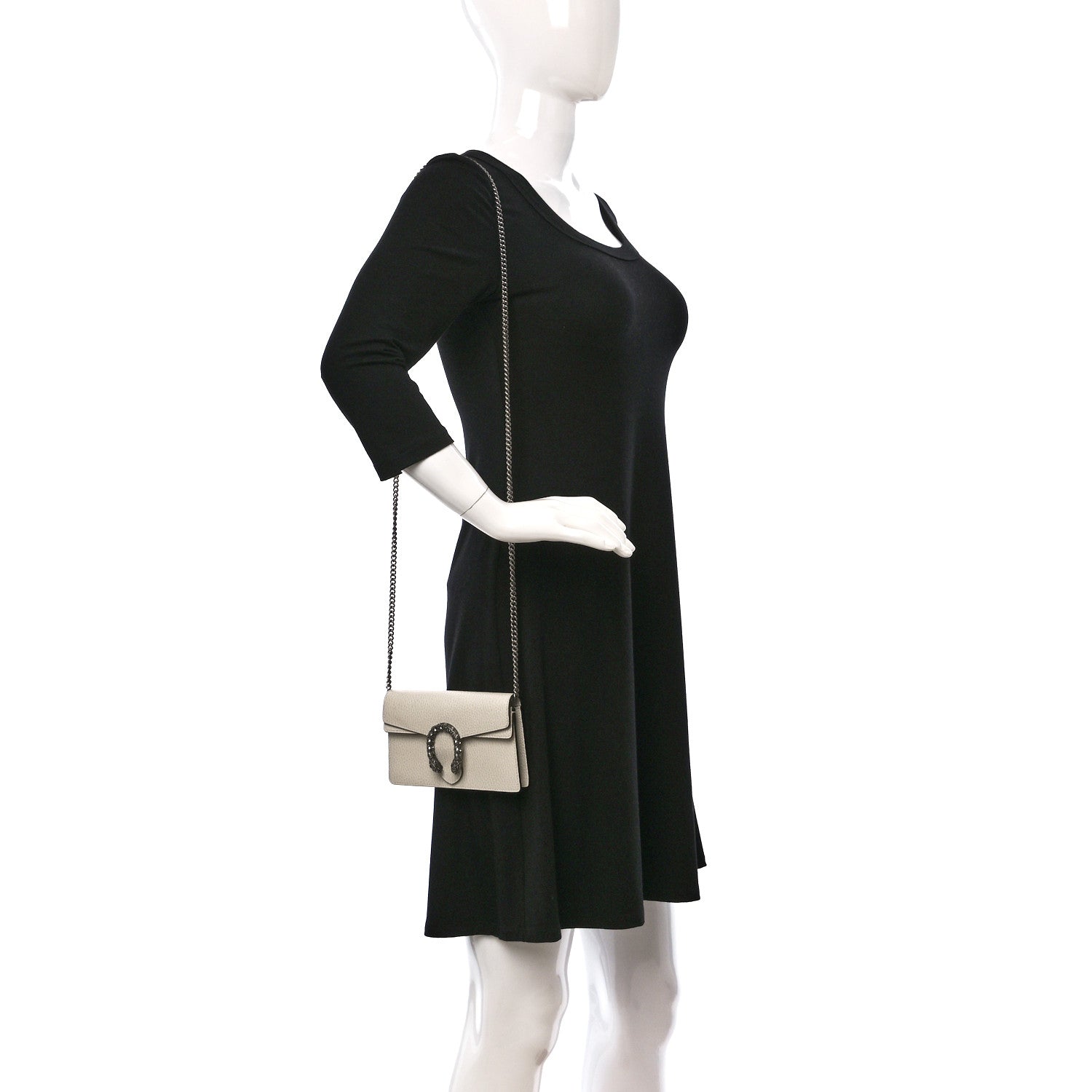 Gucci Dollar Calfskin Crystal Super Mini Dionysus Shoulder Bag Mystic White Black Diamond 2 of 14