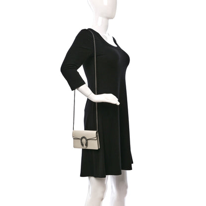 Gucci Dollar Calfskin Crystal Super Mini Dionysus Shoulder Bag Mystic White Black Diamond 2 of 14