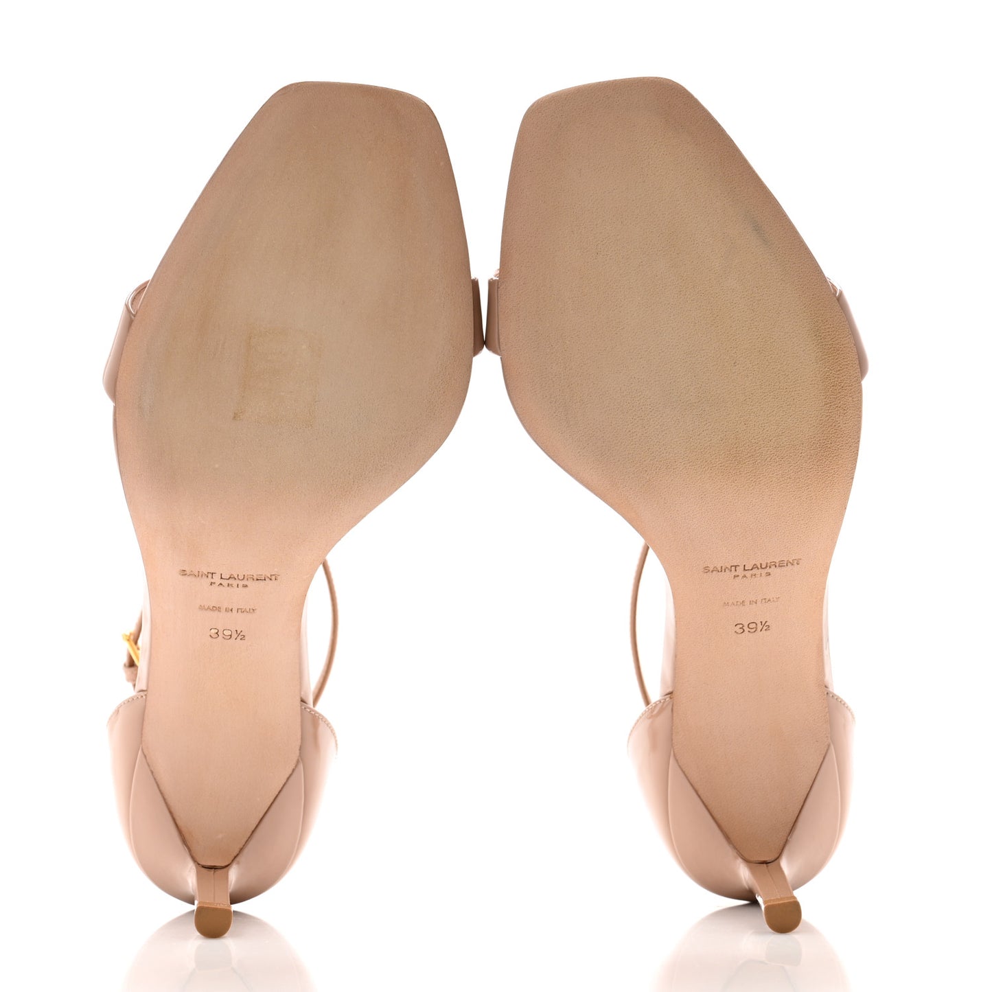 Patent Calfskin Amber 105 Ankle Strap Sandals 39.5 Beige