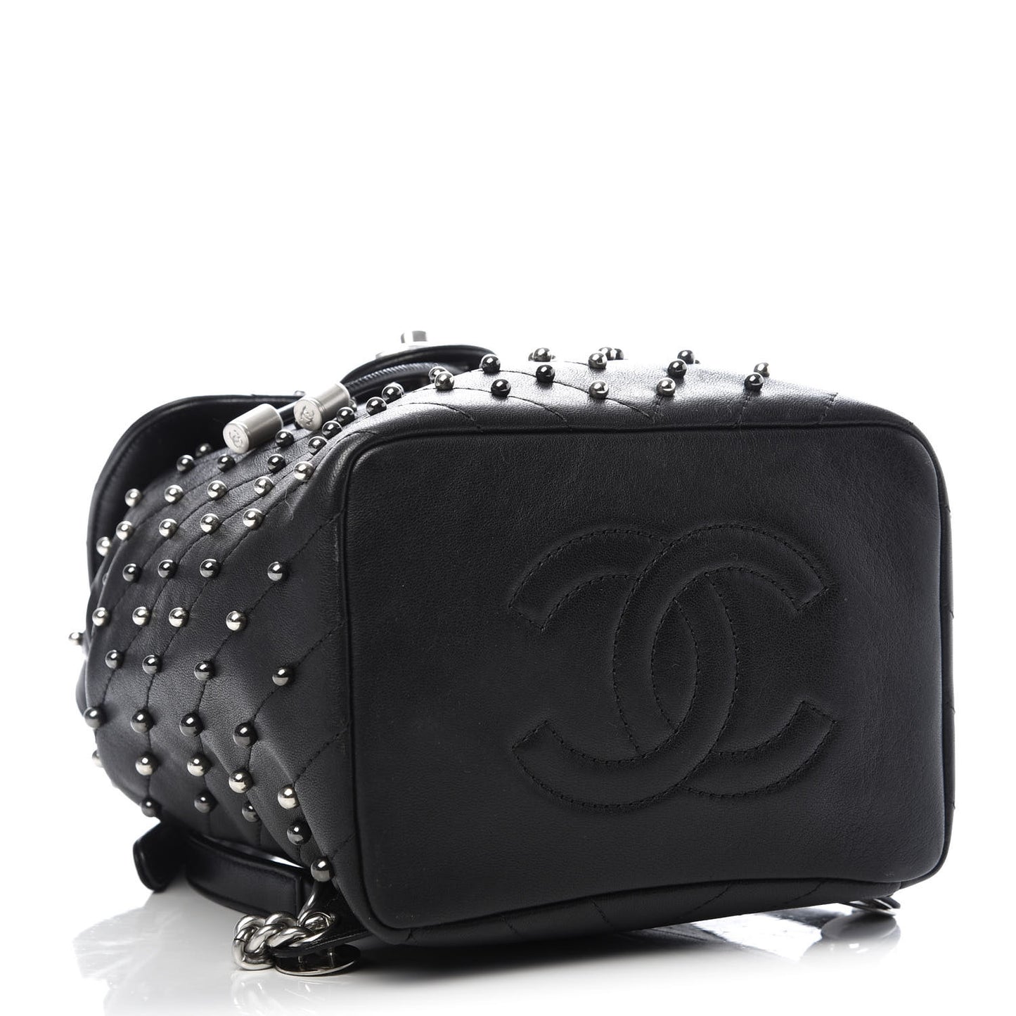 Lambskin Chevron Quilted Studded Stud Wars Backpack Black