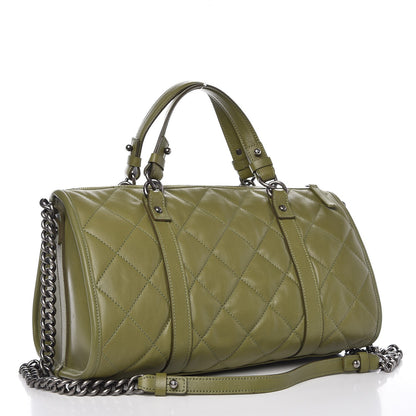 Chanel Calfskin Quilted Small Casual Riviera Bowling Bag Green 4 of 11