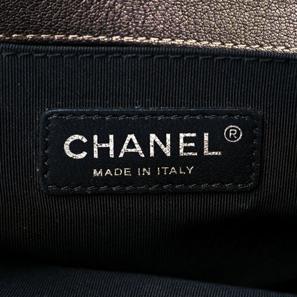 Chanel Iridescent Goatskin Quilted Medium Boy Flap Dark Gold 6 of 10
