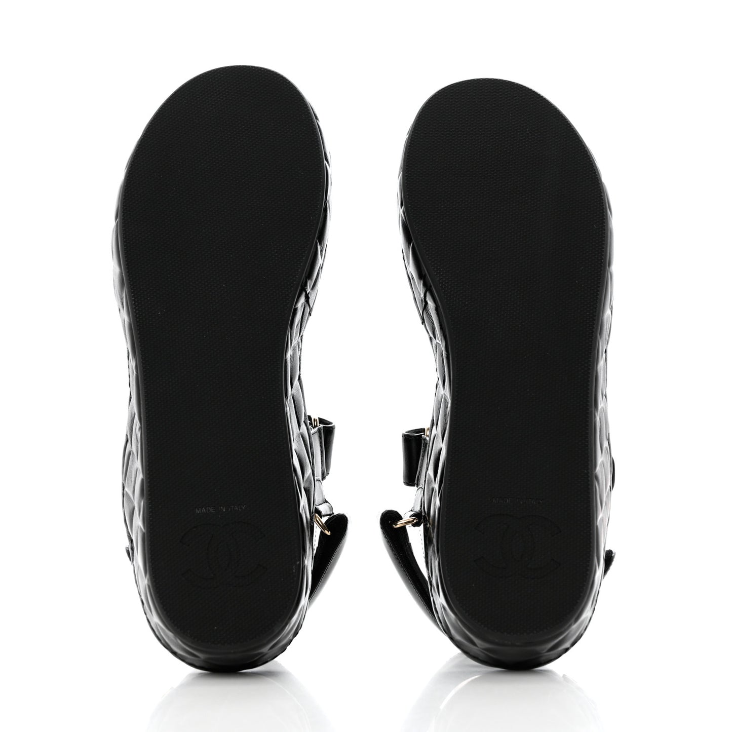 Shiny Calfskin Logo Platform Sandals 39 Black
