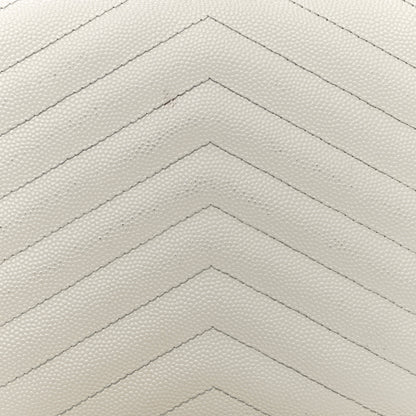 Saint Laurent Grain De Poudre Matelasse Chevron Monogram Chain Wallet White 17 of 20