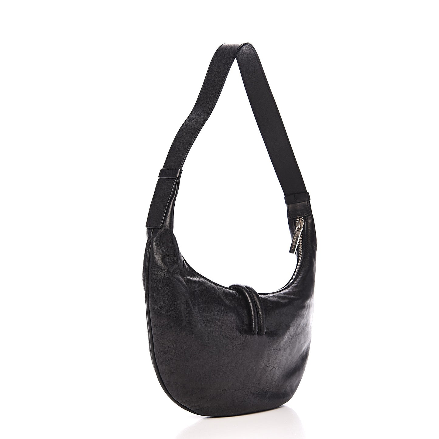 Smooth Calfskin Haymarket Check Horn Shoulder Bag Black