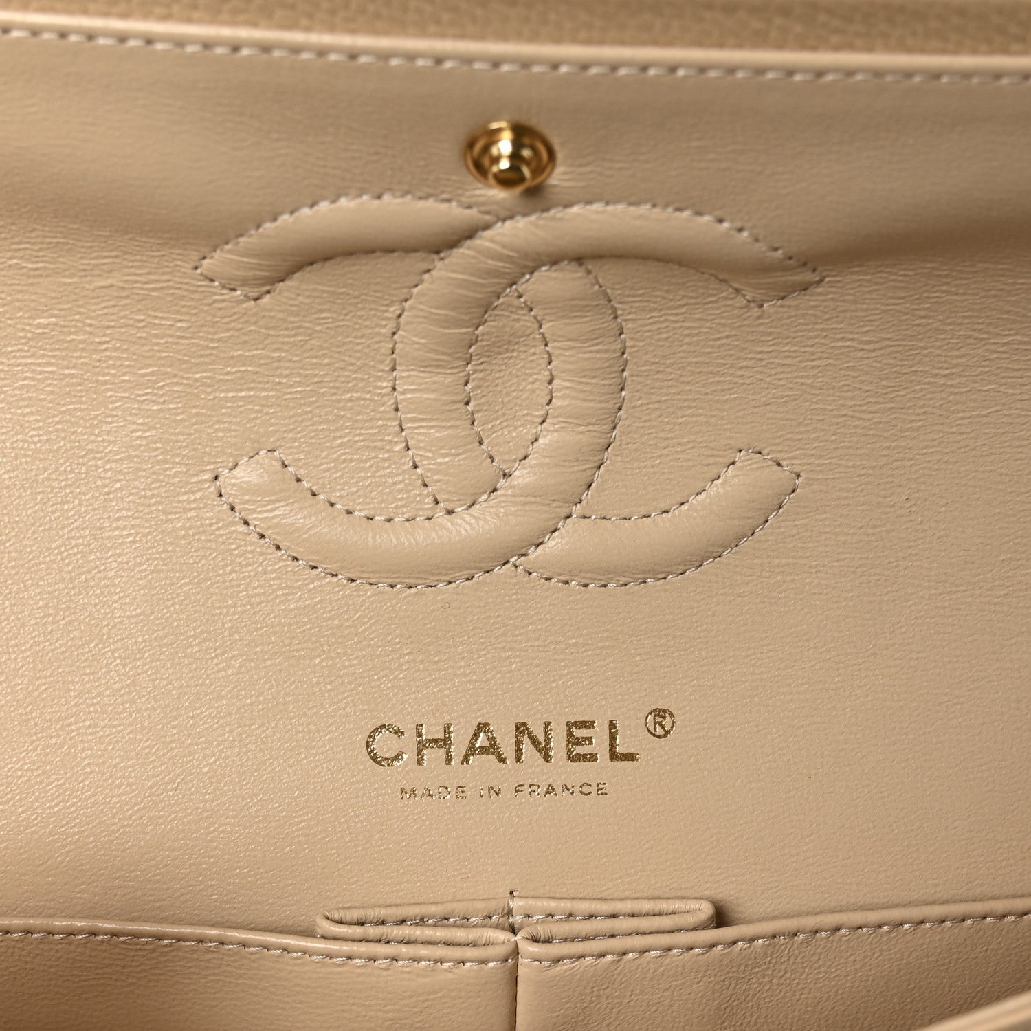 Chanel Caviar Quilted Medium Double Flap Beige 6 of 11