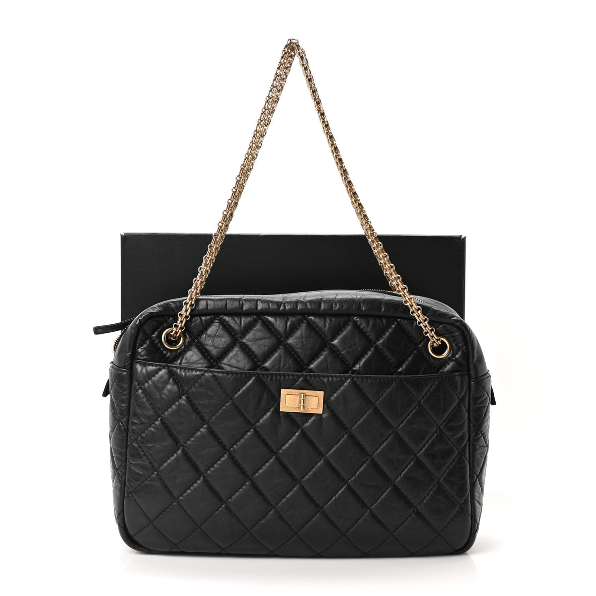 Chanel Aged Calfskin Quilted Large Reissue Camera Case Black Black 11 of 11