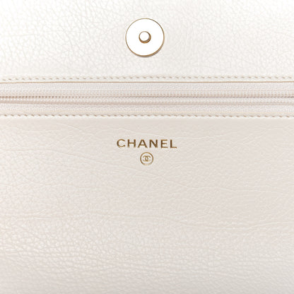 Chanel Calfskin Crochet Chanel 19 Wallet On Chain WOC White Black 8 of 12