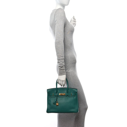 Hermes Taurillon Clemence Birkin 30 Malachite 2 of 12