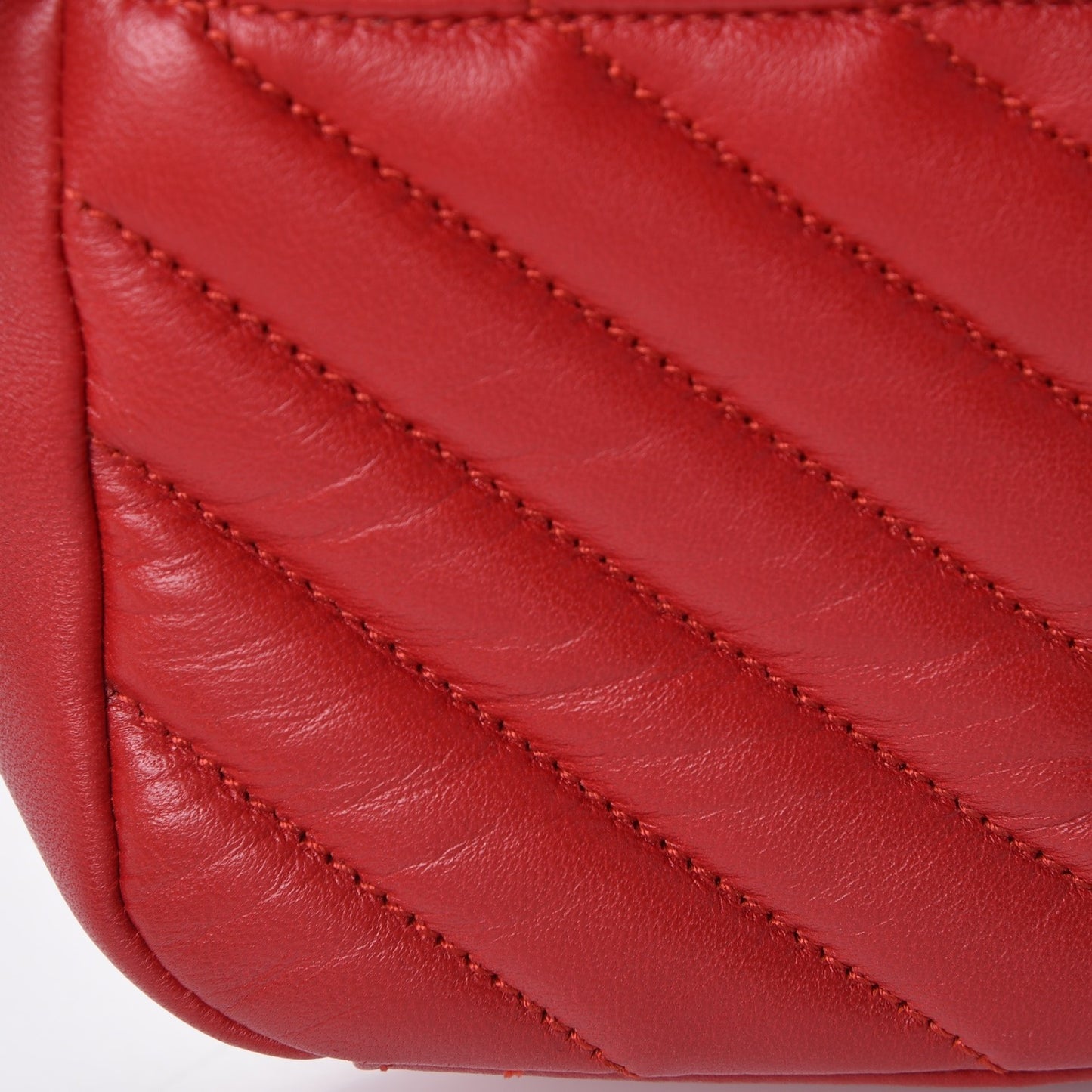 Calfskin Matelasse Chevron Classic Monogram Baby Chain Bag Red
