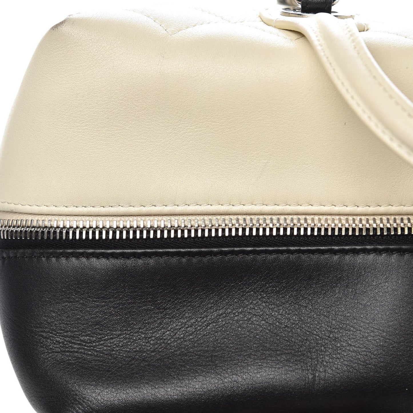 Calfskin Quilted Large Feather Weight Bowling Bag Black Ivory
