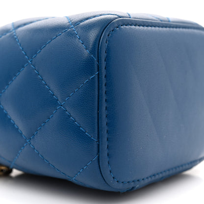 Chanel Lambskin Quilted Pearl Crush Mini Vanity Case With Chain Navy Blue 9 of 12