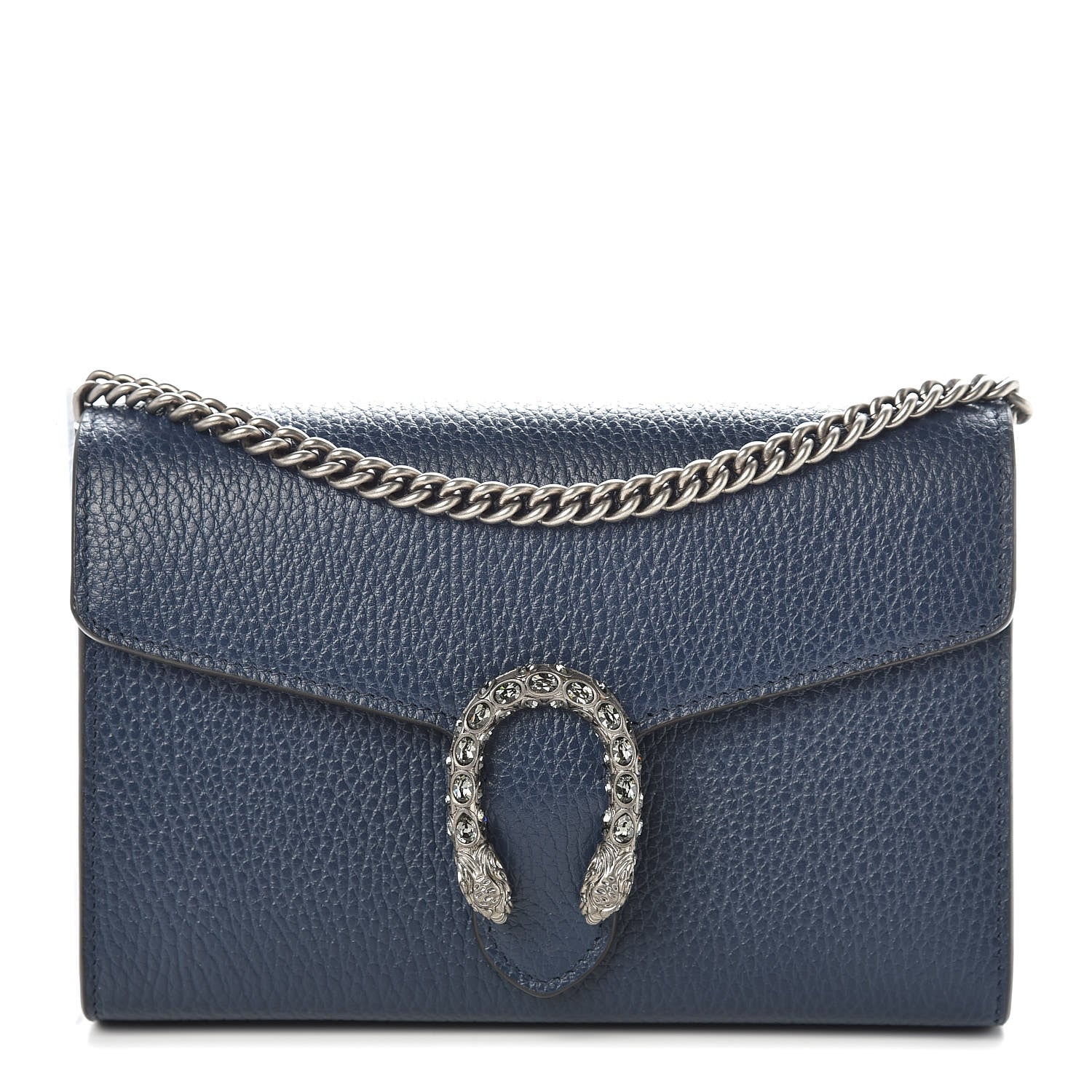 Gucci Dollar Calfskin Crystal Mini Dionysus Chain Wallet Blue Agata Black Diamond 1 of 10