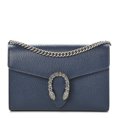 Gucci Dollar Calfskin Crystal Mini Dionysus Chain Wallet Blue Agata Black Diamond 1 of 10