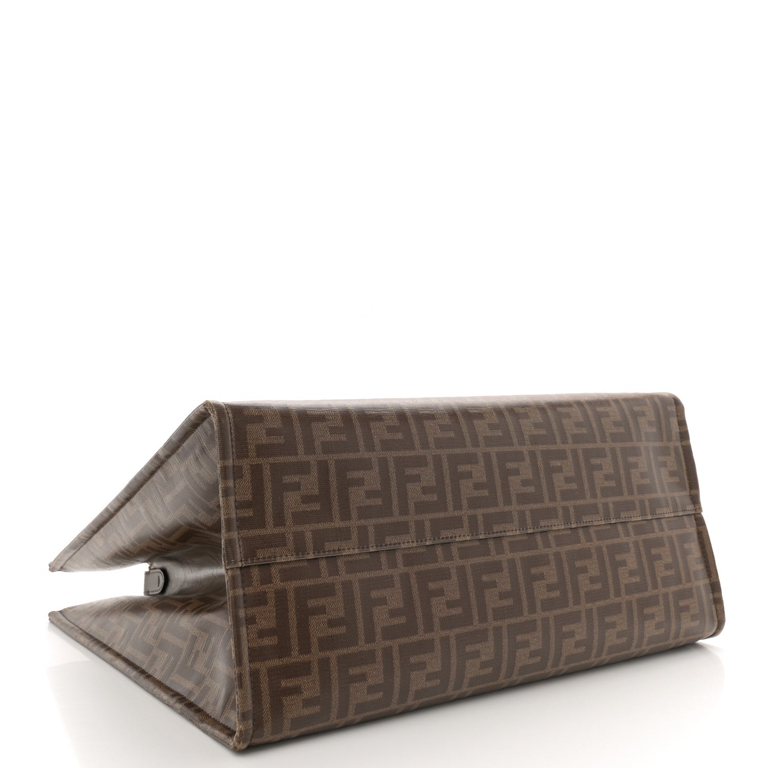 Fendi X FILA Glazed Fabric FF 1974 Mania Shopping Tote Bag Mogano Panna Blueberry 4 of 11