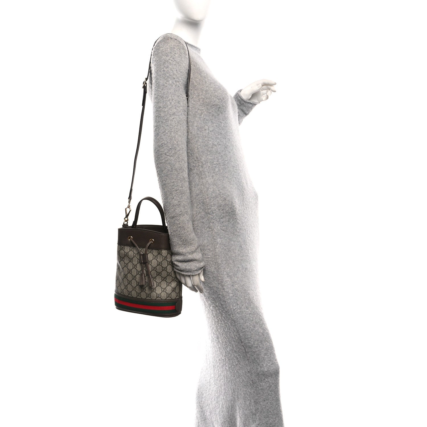 Gucci GG Supreme Monogram Web Small Ophidia Bucket Bag Brown 2 of 10