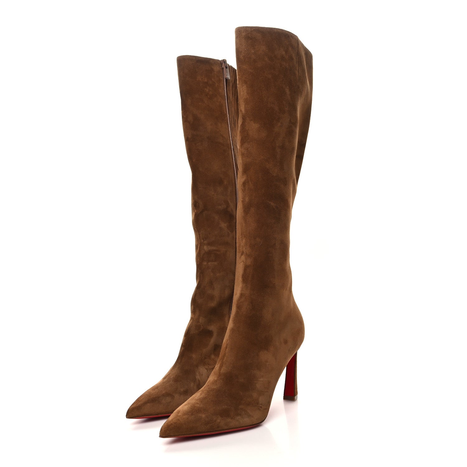 Christian Louboutin Suede Calfskin Condora Botta 85 Knee Boots 35 Brown 3 of 6