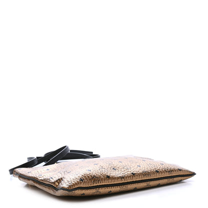 MCM Metallic Visetos Medium Crossbody Pouch Gold 3 of 5