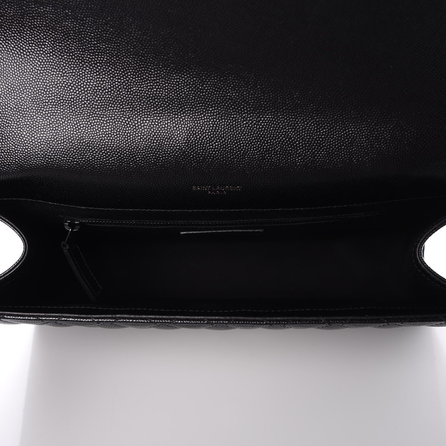 Saint Laurent Grain De Poudre Textured Mixed Matelasse Large Triquilt Monogram Monochrome Satchel Black 5 of 7
