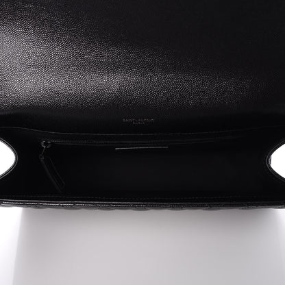 Saint Laurent Grain De Poudre Textured Mixed Matelasse Large Triquilt Monogram Monochrome Satchel Black 5 of 7
