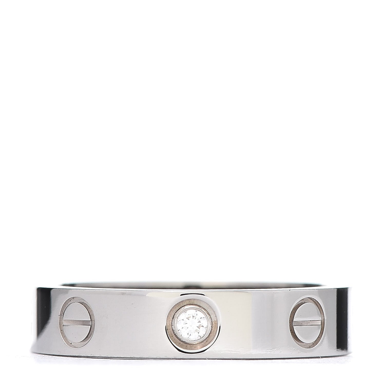 Cartier 18K White Gold Diamond 4mm LOVE Wedding Band Ring 50 5.25 1 of 5