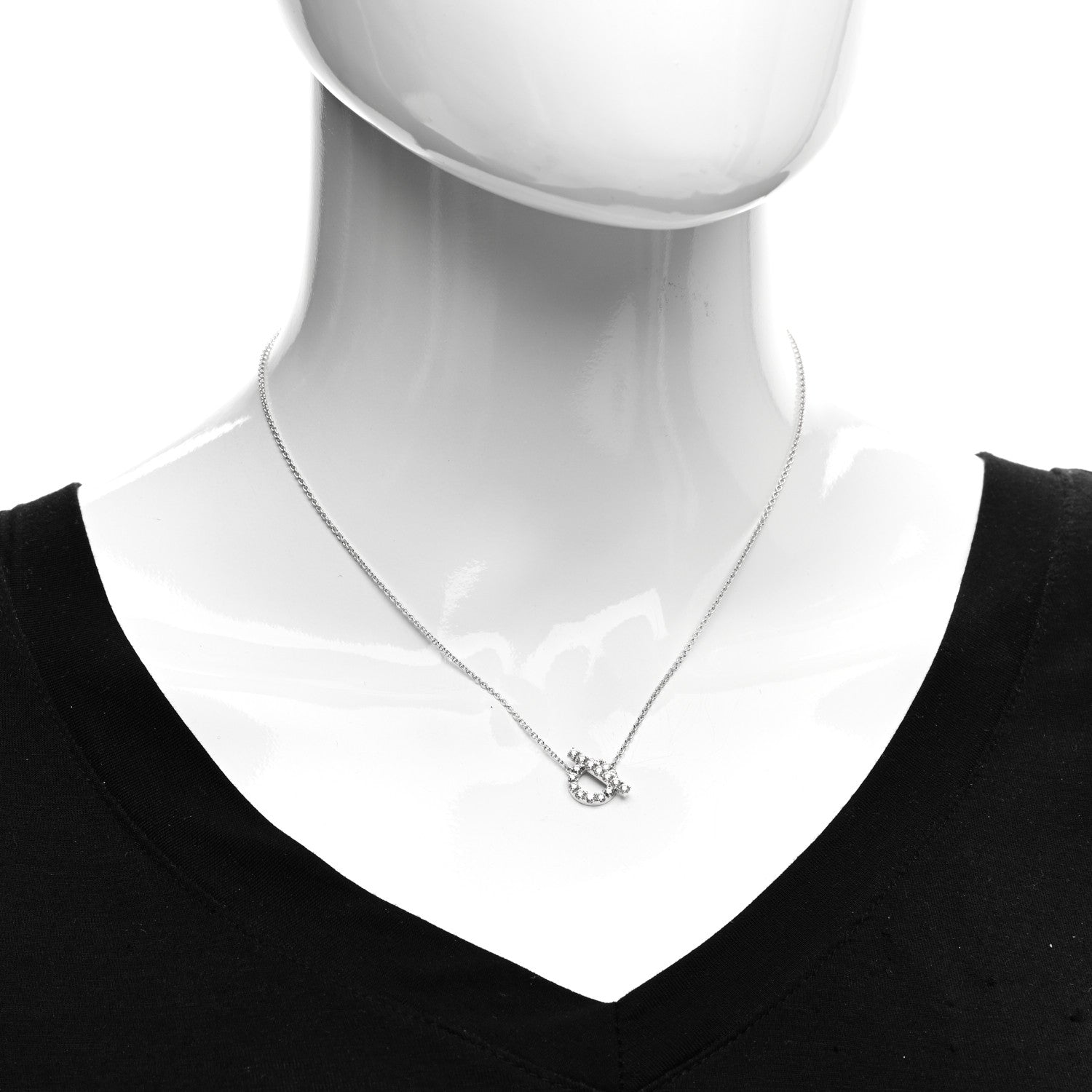 Hermes 18K White Gold Diamond Finesse Pendant Necklace 2 of 5