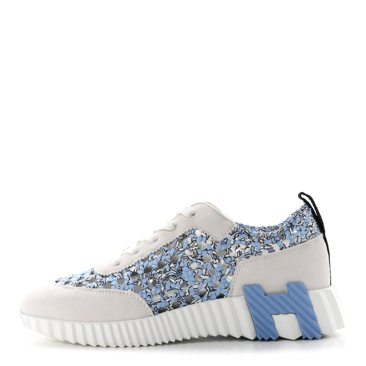 Braided Silk Suede Bouncing Sneakers 37.5 Bleu Clair White