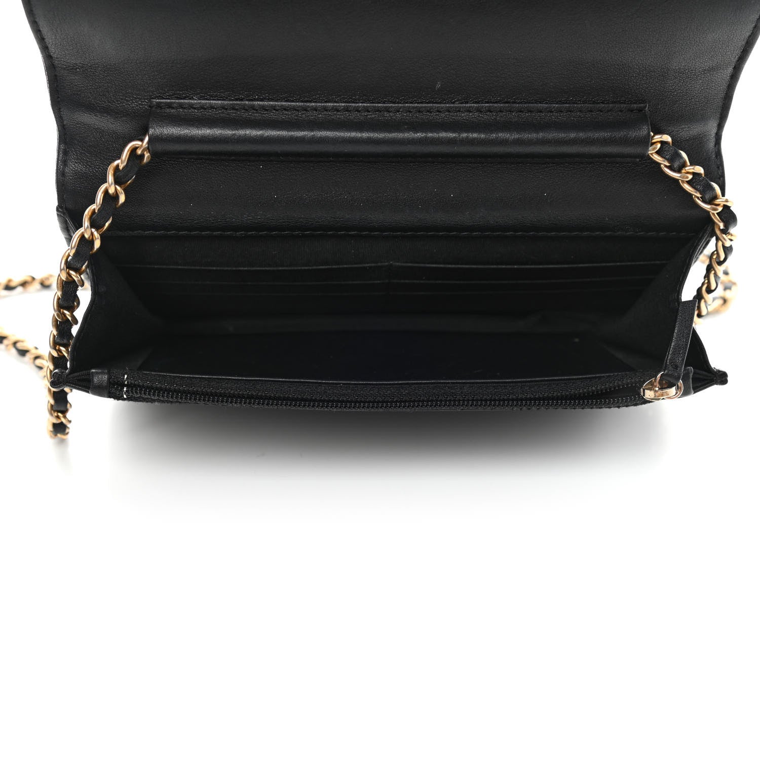 Chanel Calfskin Chevron Boy Wallet On Chain WOC Black 4 of 6