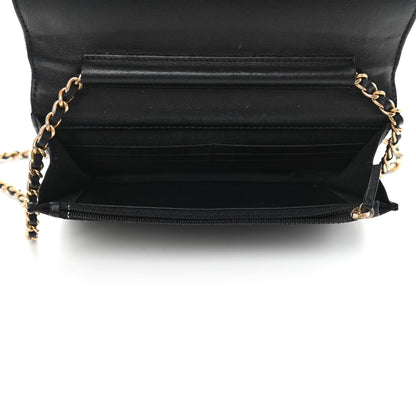 Chanel Calfskin Chevron Boy Wallet On Chain WOC Black 4 of 6