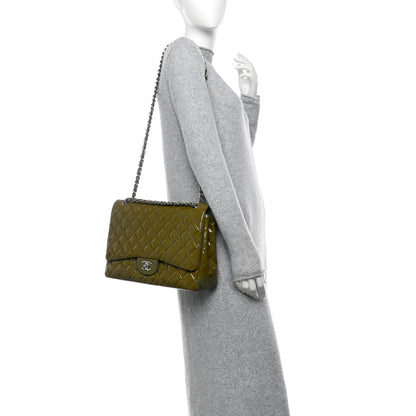 Chanel Patent Quilted Maxi Single Flap Grey 2 of 11