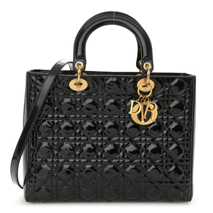 Christian Dior Patent Cannage Large Lady Dior Black 1 of 15