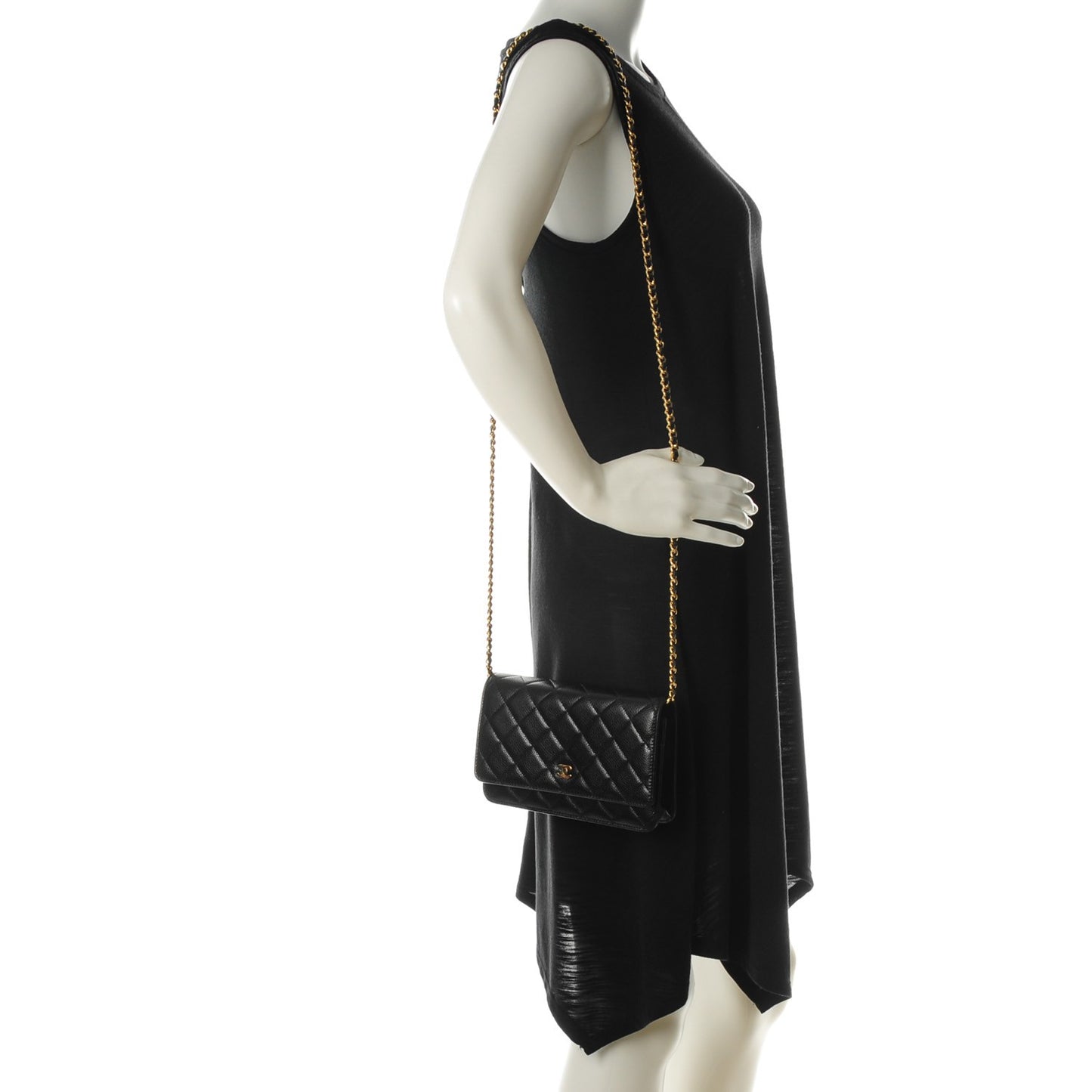 Caviar Quilted Wallet On Chain WOC Black
