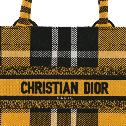 Christian Dior Canvas Embroidered Small Tartan Check Book Tote Yellow Multicolor 8 of 10
