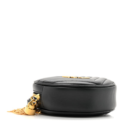 Saint Laurent Calfskin Matelasse Chevron Quilted Baby Round Vinyle Belt Bag Black 4 of 10