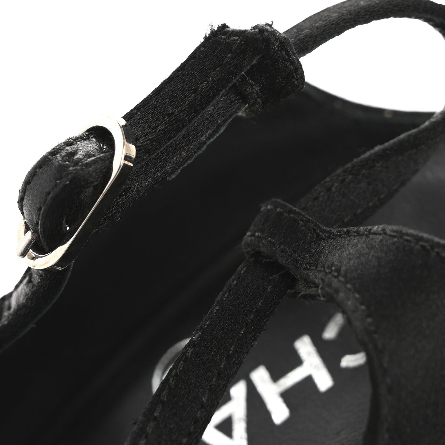 Satin Patent Open Toe Ankle Strap Sandals 37.5 Black