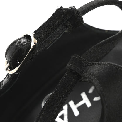 Chanel Satin Patent Open Toe Ankle Strap Sandals 37.5 Black 12 of 13