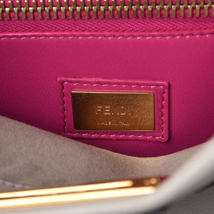 Fendi Vitello Seta Shiny Nappa Medium Peekaboo Iconic Satchel Grigio Polvere Magenta 7 of 9